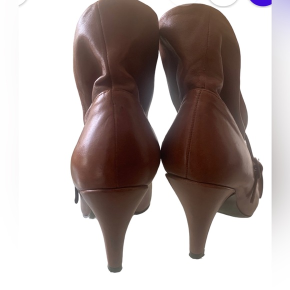 Nine West Soft Brown Leather Ankle Boots Heels Adjustable Side Buckle Size 7 M - Picture 3 of 11